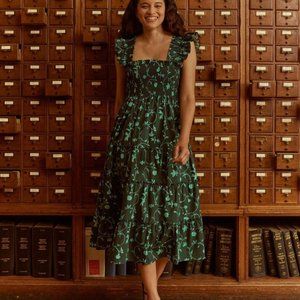 Hill House Ellie Nap Dress - Emerald Botanical Poplin